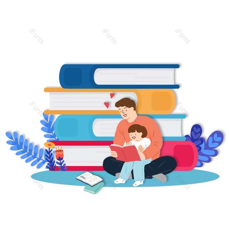 读书图片,手绘元素,可爱PNG,免抠素材
